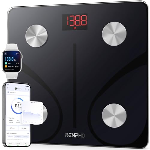 RENPHO Smart Scale for Body Weight  FSA&HSA Eligible  Bathroom Digital Scale with BMI  Body Fat  Bluetooth Fitness Equipment Sync with Apps  Accurate for Weight Loss  Home Use  400 lbs   Elis 1