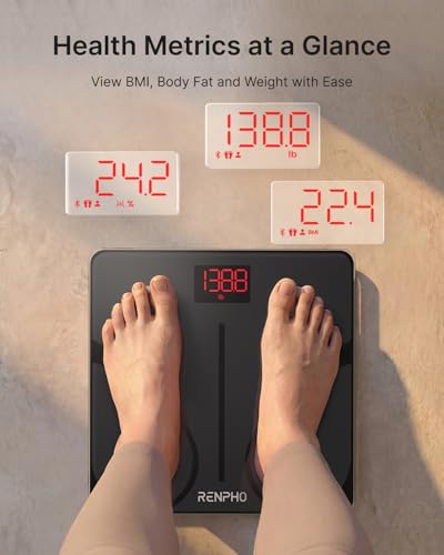 RENPHO Smart Scale for Body Weight  FSA&HSA Eligible  Bathroom Digital Scale with BMI  Body Fat  Bluetooth Fitness Equipment Sync with Apps  Accurate for Weight Loss  Home Use  400 lbs   Elis 1