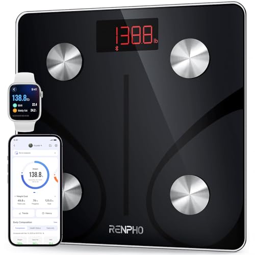 RENPHO Smart Scale for Body Weight  FSA&HSA Eligible  Bathroom Digital Scale with BMI  Body Fat  Bluetooth Fitness Equipment Sync with Apps  Accurate for Weight Loss  Home Use  400 lbs   Elis 1