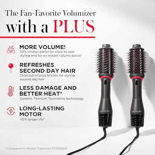 REVLON One Step Volumizer PLUS Hair Dryer and Styler   More Volume  Less Damage  and More Styling Control for Easy and Fast Salon Style Blowouts  Plus Travel Friendly  Black