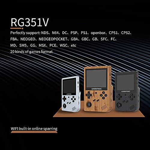 RG351V Handheld Game Console Plug & Play Video Games Supports Double TF Extend 256GB Portable Game Console 3 5 Inch IPS Screen 2521 Games  Transparent Black