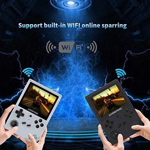RG351V Handheld Game Console Plug & Play Video Games Supports Double TF Extend 256GB Portable Game Console 3 5 Inch IPS Screen 2521 Games  Transparent Black