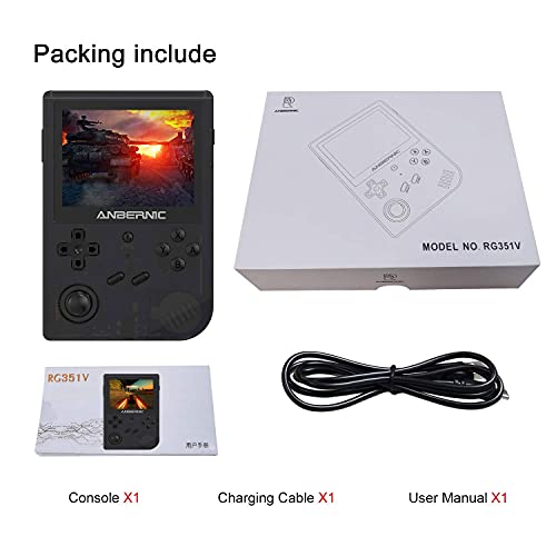 RG351V Handheld Game Console Plug & Play Video Games Supports Double TF Extend 256GB Portable Game Console 3 5 Inch IPS Screen 2521 Games  Transparent Black