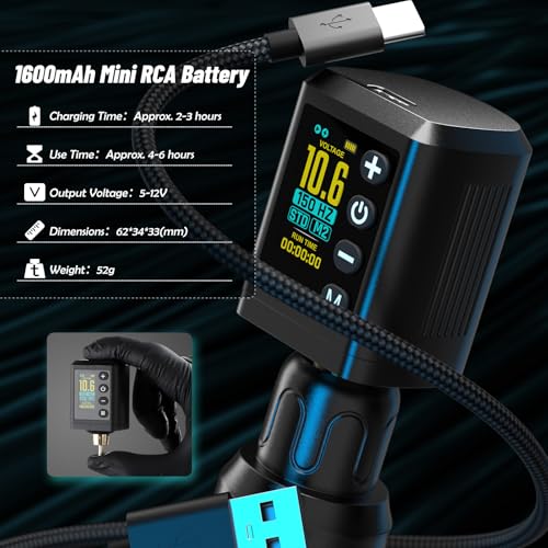 RHEIN Rotary Tattoo Gun Pen Kit   Complete Starter Set with 2 Wireless Power Supplies  10 Needles  Full Supplies for Beginners & Artists RN TKP603B 1