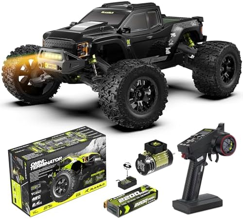 RIAARIO 1/10 Brushless RC Cars  Monster Truck  50  MPH  4WD  Waterproof  Carbon Fiber  Black  Ages 8 