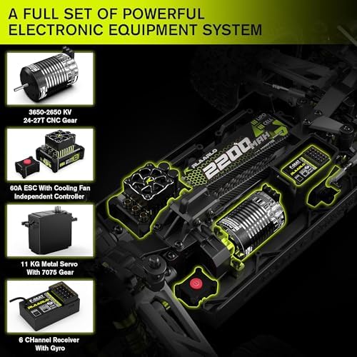 RIAARIO 1/10 Brushless RC Cars  Monster Truck  50  MPH  4WD  Waterproof  Carbon Fiber  Black  Ages 8 
