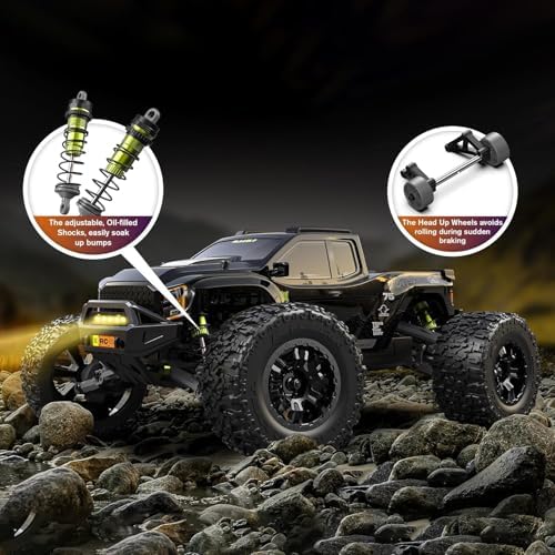 RIAARIO 1/10 Brushless RC Cars  Monster Truck  50  MPH  4WD  Waterproof  Carbon Fiber  Black  Ages 8 