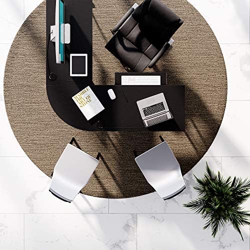 RIF6 L Shaped Modern Computer Home Office Gaming Desk with Keyboard Tray and Cable Management  Easy Assembly  Black