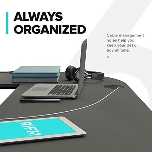 RIF6 L Shaped Modern Computer Home Office Gaming Desk with Keyboard Tray and Cable Management  Easy Assembly  Black