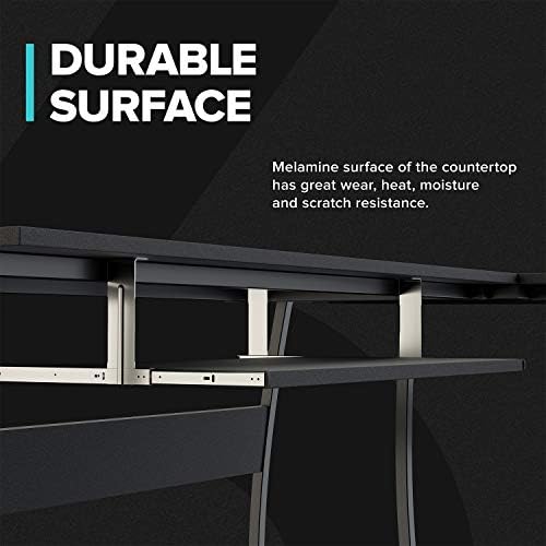 RIF6 L Shaped Modern Computer Home Office Gaming Desk with Keyboard Tray and Cable Management  Easy Assembly  Black