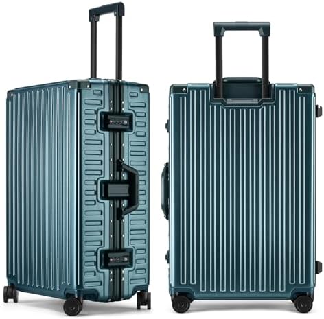 ROAMING Zipperless Luggage 28 Inch with Aluminum Frame  Checked Large Lightweight 3 Layer PC Hard Shell Suitcase with Spinner Wheels  Metal Travel Luggage with Three TSA Locks  Shell white
