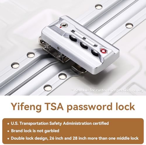 ROAMING Zipperless Luggage 28 Inch with Aluminum Frame  Checked Large Lightweight 3 Layer PC Hard Shell Suitcase with Spinner Wheels  Metal Travel Luggage with Three TSA Locks  Shell white