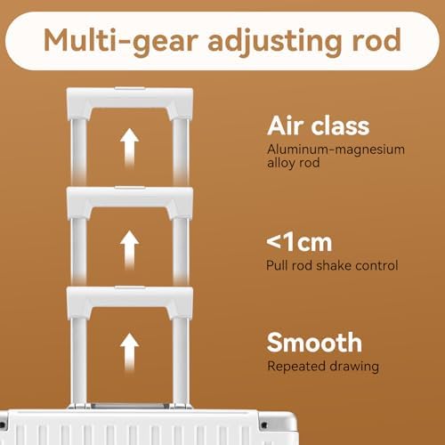 ROAMING Zipperless Luggage 28 Inch with Aluminum Frame  Checked Large Lightweight 3 Layer PC Hard Shell Suitcase with Spinner Wheels  Metal Travel Luggage with Three TSA Locks  Shell white