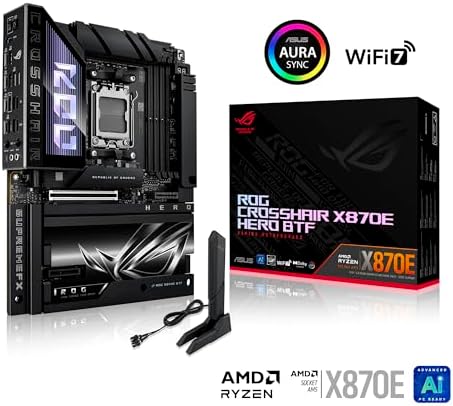 ROG Crosshair X870E Hero BTF AMD ATX Board with Hidden Connector Design & high Power GPU Slot for Clean Cable Management  18 2 2 Power  DDR5  WiFi 7  5X M 2  PCIe 5 0  USB4  Advanced AI PC Ready