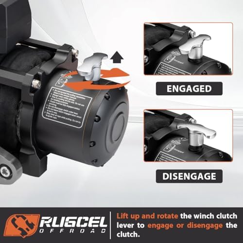 RUGCEL 12000lb Waterproof Electric Winch   12V Synthetic Rope  100 x 3/8  with Hawse Fairlead  2 Wireless Remotes   Wired Handle  IP67 Rated  for Truck Trailer