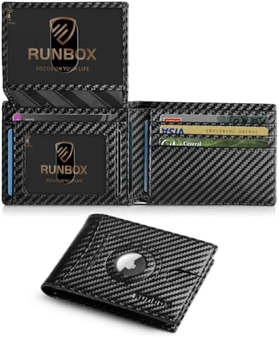 RUNBOX Wallet for Men Slim Rfid Leather 2 ID Window With Gift Box