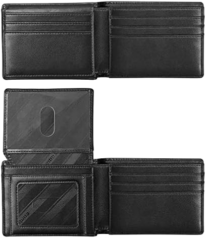 RUNBOX Wallet for Men Slim Rfid Leather 2 ID Window With Gift Box