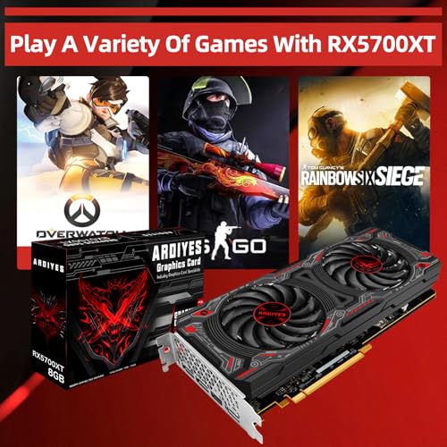 RX 5700 XT 8GB Graphics Card  GDDR6 256 Bit DirectX 12 3 DP and 1 HDMI Port PCIe4 0 2K Graphics Card for Gaming PC  Video Card for Office Tarjeta Gráfica with Dual Cooling Fans