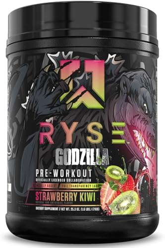 RYSE Godzilla X Noel Deyzel Pre Workout Powder   Strawberry Kiwi   400mg Caffeine  High Stim Pre Workout for Men & Women with Citrulline & Beta Alanine   Energy  Pump & Focus   20/40 Servings