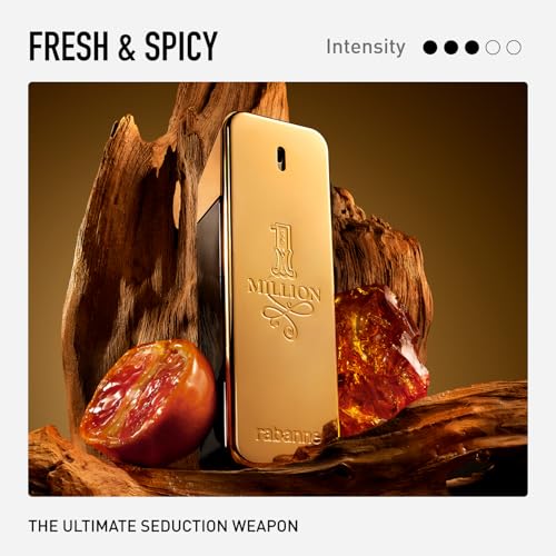 Rabanne 1 Million Eau de Toilette   Long Lasting Designer Fragrance for Men with Mandarin  Cinnamon & Amber   Luxury Mens Perfume Spray  1 7 oz