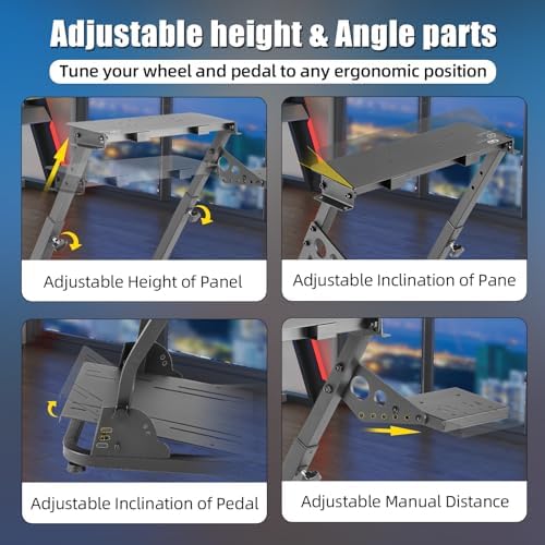 Racing Wheel Stand Height Adjustable Steering Wheel Stand Racing Simulator Cockpit for Logitech G920 G29 G923 G27 G25  Thrustmaster T300RS TX F458 T500RS T150 Xbox PS4 PS5 PC