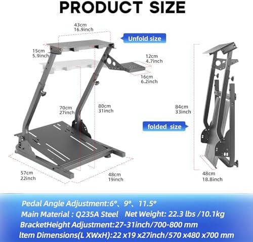 Racing Wheel Stand Height Adjustable Steering Wheel Stand Racing Simulator Cockpit for Logitech G920 G29 G923 G27 G25  Thrustmaster T300RS TX F458 T500RS T150 Xbox PS4 PS5 PC