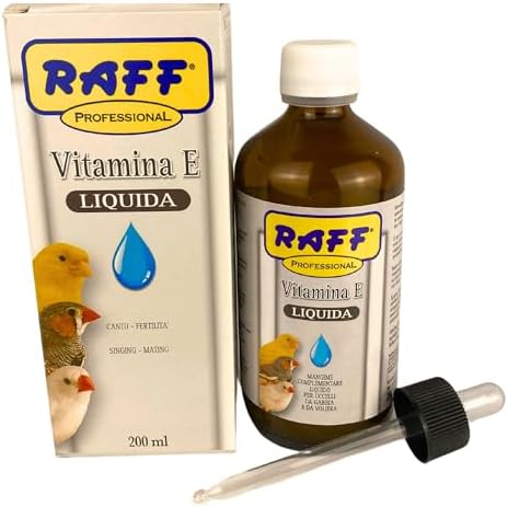 Raff Liquid Vitamin E Supplement for Birds  Sunflower Oils and Fats  Raw Soy Lecithin  Vitamin for Bird  Accessories for Pigeons  Food for Canary  Fertility for Birds  Finch  breeding Bird 200ml