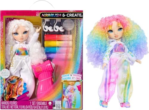 Rainbow High Air Brush & Create DIY Fashion Doll with Airbrush Marker Kit  Washable Rainbow Markers  Long Hair  Green Eyes  Color  Create  Play  Rinse and Repeat  Creative 4 12