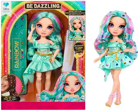 Rainbow High Be Dazzling Fashion Dolls  Celine Turquoise  Teal  with Bedazzler Tool and Sparkle Gems