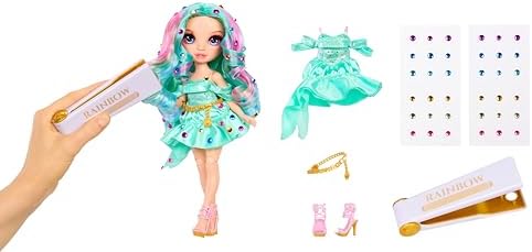 Rainbow High Be Dazzling Fashion Dolls  Celine Turquoise  Teal  with Bedazzler Tool and Sparkle Gems