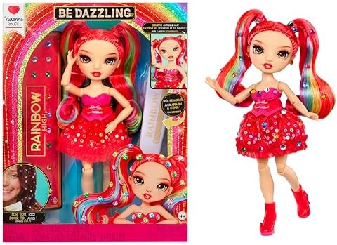 Rainbow High Be Dazzling Fashion Dolls  Vivienne Rouge  Red  with Bedazzler Tool and Sparkle Gems