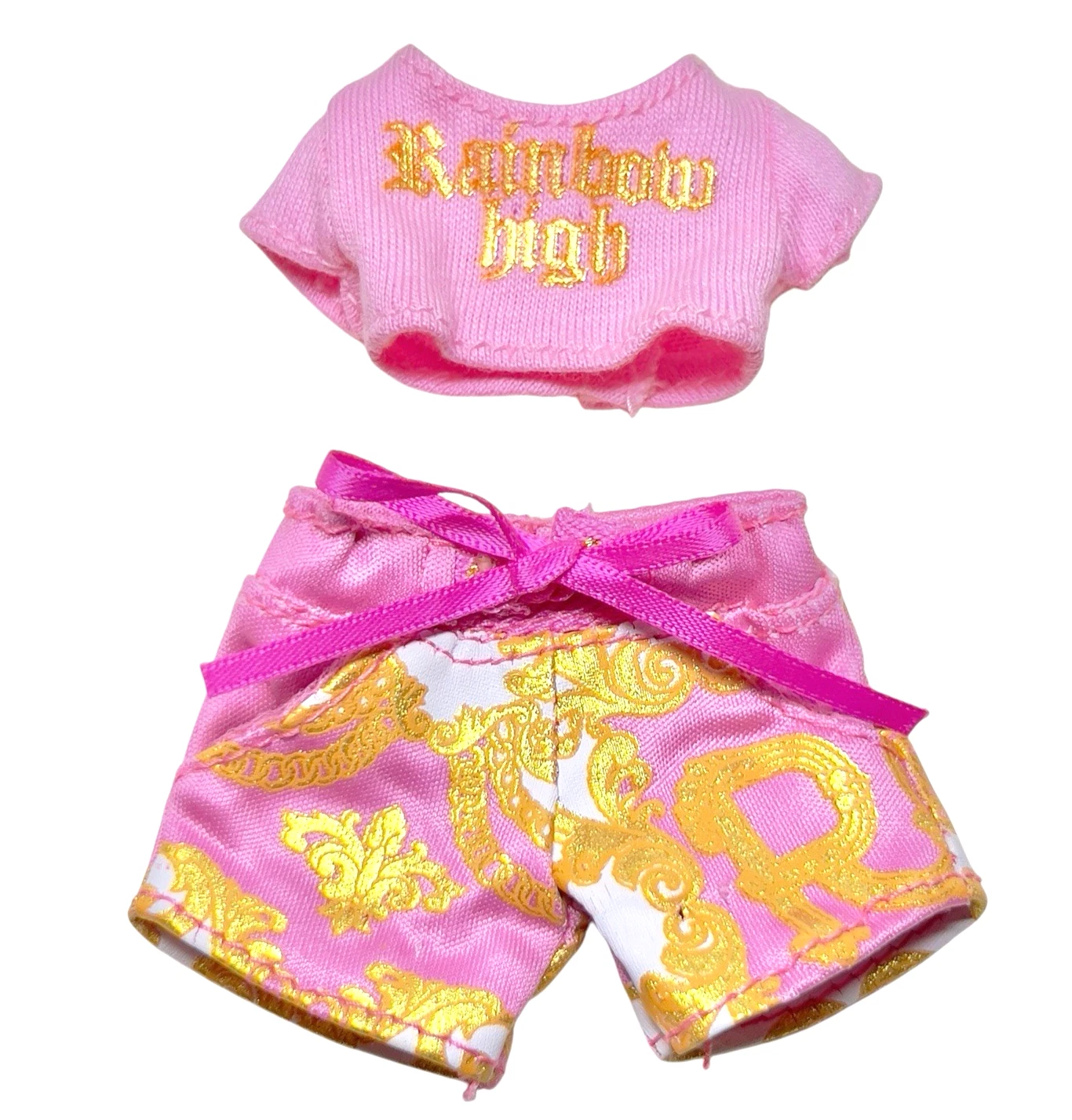 Rainbow High Brianna Dulce Slumber Party Doll Outfit Pink Gold Top Shorts Shirt