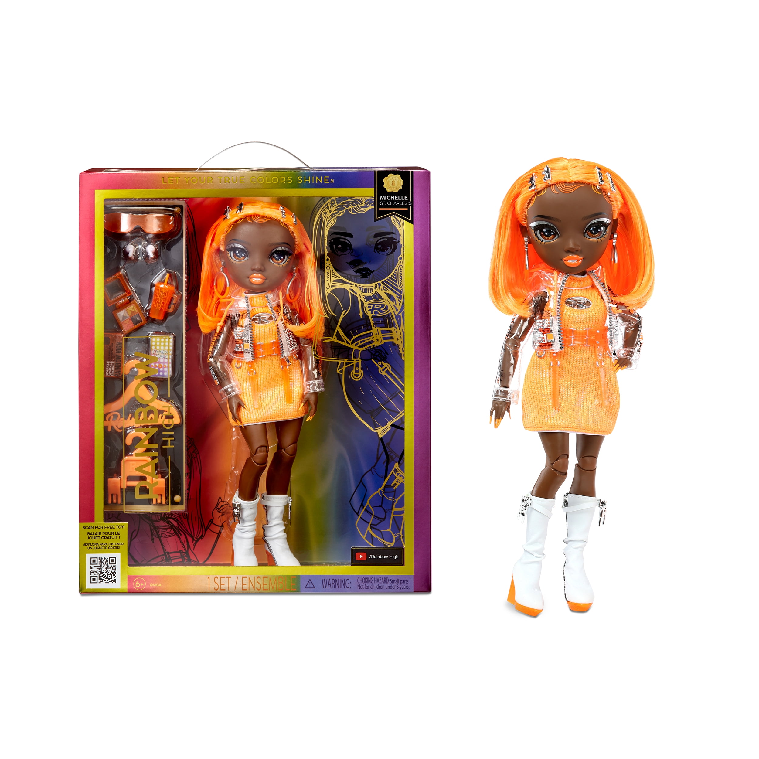 Rainbow High Michelle  Orange Fashion Doll  Fashionable Outfit & 10  Colorful Play Accessories  Great Gift for Kids 4 12 Years Old and Collectors 