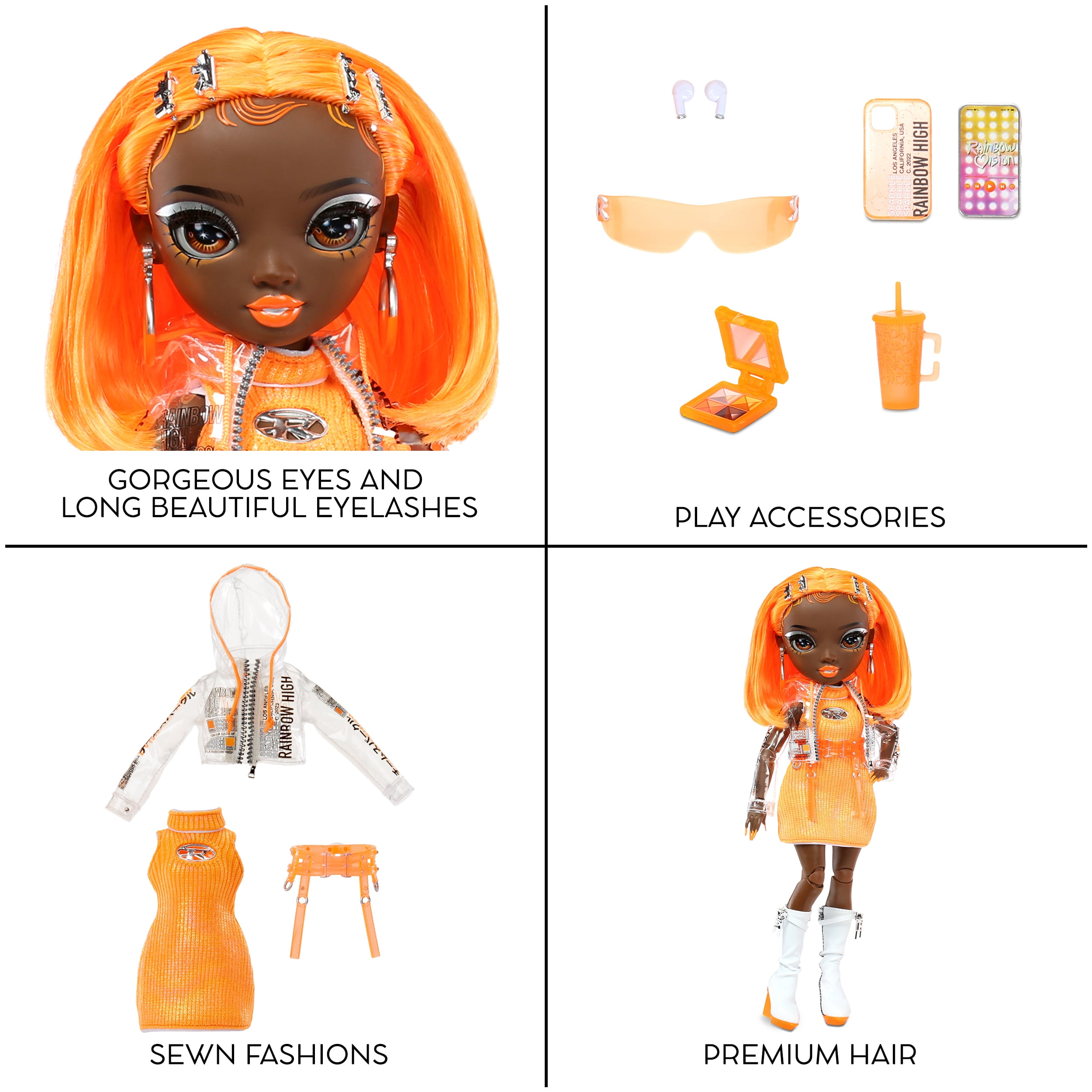 Rainbow High Michelle  Orange Fashion Doll  Fashionable Outfit & 10  Colorful Play Accessories  Great Gift for Kids 4 12 Years Old and Collectors 