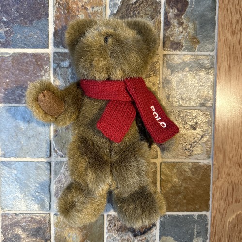 Ralph Lauren Polo Plush Teddy Bears   Red & White Embrd Scarf  Dated 2001