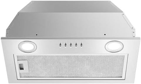 Range Hood Insert 20 Inch Stainless Steel with 5 layer Mesh Filter  Hood Vent for Kitchen Built in Mount Dual LED  Ducted/Ductless Convertible Kitchen Exhaust Fan  Push Button Control