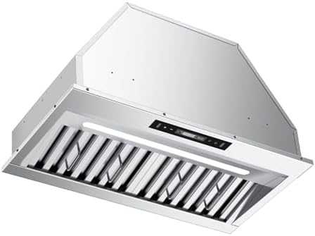 Range Hood Insert 20 Inch Stainless Steel with 5 layer Mesh Filter  Hood Vent for Kitchen Built in Mount Dual LED  Ducted/Ductless Convertible Kitchen Exhaust Fan  Push Button Control