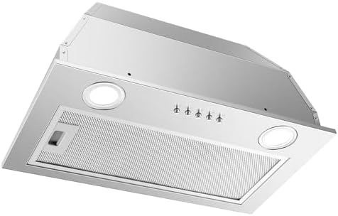 Range Hood Insert 20 Inch  Built in Kitchen Hood 600CFM  Ducted/Ductless Convertible  Vent Hood Insert w/Mesh Filter  Push Button Control  Stainless Steel Range Hood w/ 3 Speed Fan