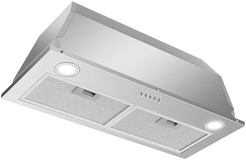 Range Hood Insert 20 Inch  Built in Kitchen Hood 600CFM  Ducted/Ductless Convertible  Vent Hood Insert w/Mesh Filter  Push Button Control  Stainless Steel Range Hood w/ 3 Speed Fan