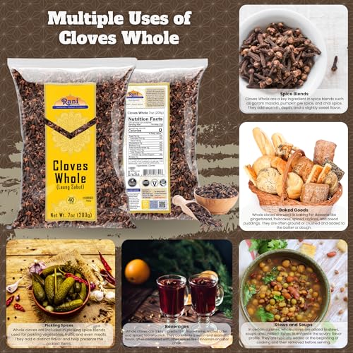 Rani Cloves Whole  Laung  14oz  400g  Great for Food  Tea  Pomander Balls and Potpourri  Hand Selected  Spice   All Natural   NON GMO   Kosher   Vegan   Gluten Friendly   Indian Origin