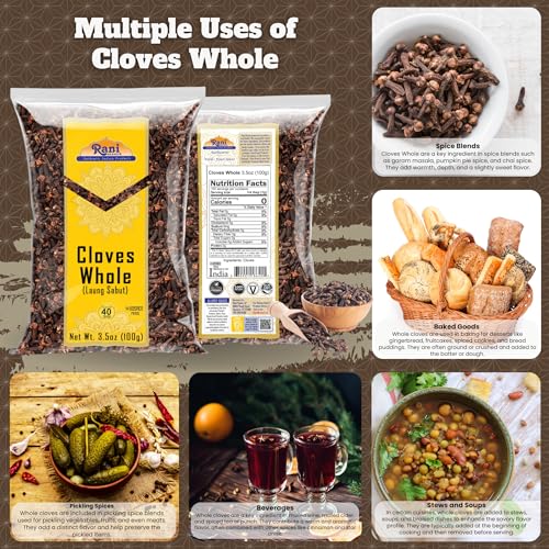 Rani Cloves Whole  Laung  14oz  400g  Great for Food  Tea  Pomander Balls and Potpourri  Hand Selected  Spice   All Natural   NON GMO   Kosher   Vegan   Gluten Friendly   Indian Origin