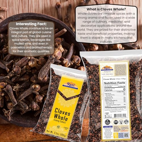 Rani Cloves Whole  Laung  14oz  400g  Great for Food  Tea  Pomander Balls and Potpourri  Hand Selected  Spice   All Natural   NON GMO   Kosher   Vegan   Gluten Friendly   Indian Origin