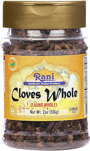 Rani Cloves Whole  Laung  2oz  56g  Great for Food  Tea  Pomander Balls and Potpourri  Hand Selected  Spice  PET Jar   All Natural   NON GMO   Kosher   Vegan   Gluten Friendly   Indian Origin