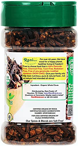Rani Cloves Whole  Laung  2oz  56g  Great for Food  Tea  Pomander Balls and Potpourri  Hand Selected  Spice  PET Jar   All Natural   NON GMO   Kosher   Vegan   Gluten Friendly   Indian Origin