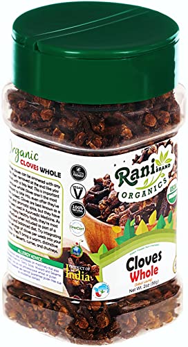 Rani Cloves Whole  Laung  2oz  56g  Great for Food  Tea  Pomander Balls and Potpourri  Hand Selected  Spice  PET Jar   All Natural   NON GMO   Kosher   Vegan   Gluten Friendly   Indian Origin