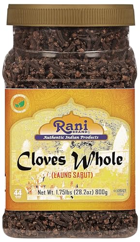 Rani Cloves Whole  Laung  2oz  56g  Great for Food  Tea  Pomander Balls and Potpourri  Hand Selected  Spice  PET Jar   All Natural   NON GMO   Kosher   Vegan   Gluten Friendly   Indian Origin