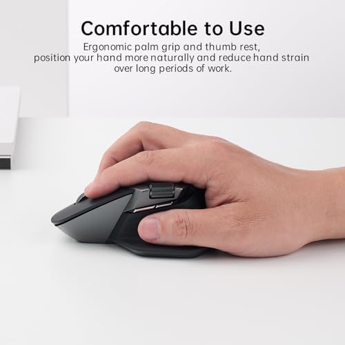 Rapoo MT760 Multi Device Wireless Mouse  Bluetooth 5 0 and 2 4G Multi Mode Connection  Up to 4 Devices  11 Programmable Buttons  4K DPI  90 Days Battery Life  PC  Matte Black
