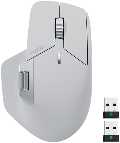 Rapoo MT760 Multi Device Wireless Mouse  Bluetooth 5 0 and 2 4G Multi Mode Connection  Up to 4 Devices  11 Programmable Buttons  4K DPI  90 Days Battery Life  PC  Matte Black