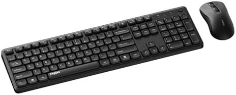 Rapoo X2100 Quiet Wireless Keyboard and Mouse Combo  2 4GHz USB Receiver  12 Multimedia Keys  Spill Proof  Full Sized  Compatible with PC  Laptop  Black
