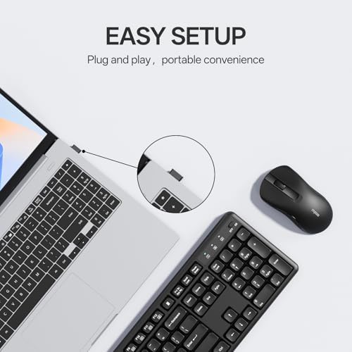 Rapoo X2100 Quiet Wireless Keyboard and Mouse Combo  2 4GHz USB Receiver  12 Multimedia Keys  Spill Proof  Full Sized  Compatible with PC  Laptop  Black